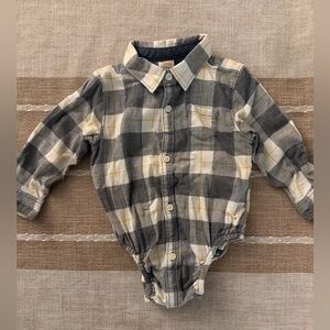 Gymboree Gray and Yellow Plaid Baby Onesie